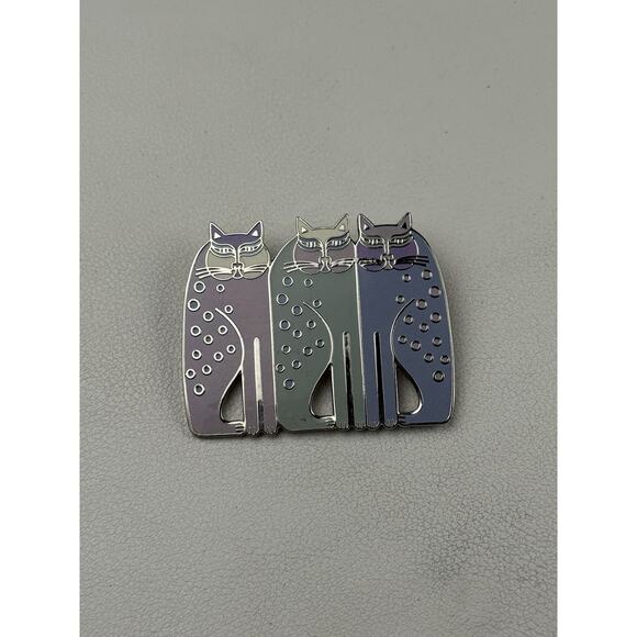 Vintage Laurel Burch Siamese Cats Pastel Colors Brooch - Picture 3 of 5
